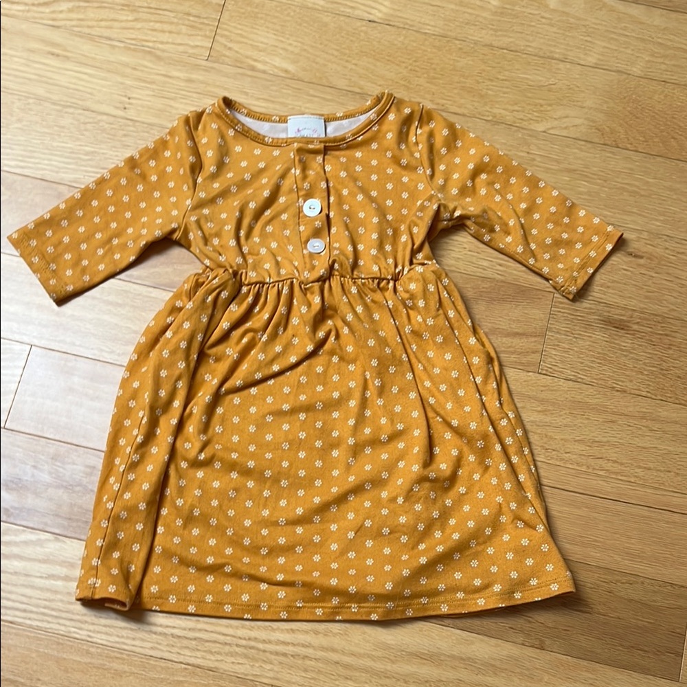 Charming Mustard Kids Dress with pockets